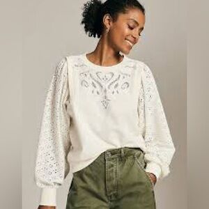 Anthropologie Pilcro Washed Eyelet Sweatshirt, size small.